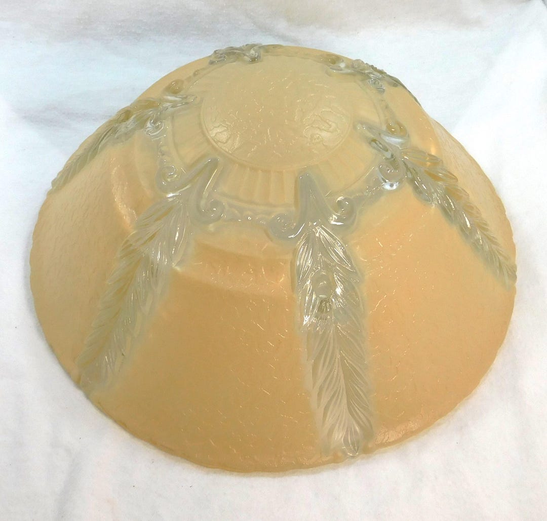 Vintage Ceiling Light Shade Beige & Clear Glass Deep Dome Shaped 1920'S ...