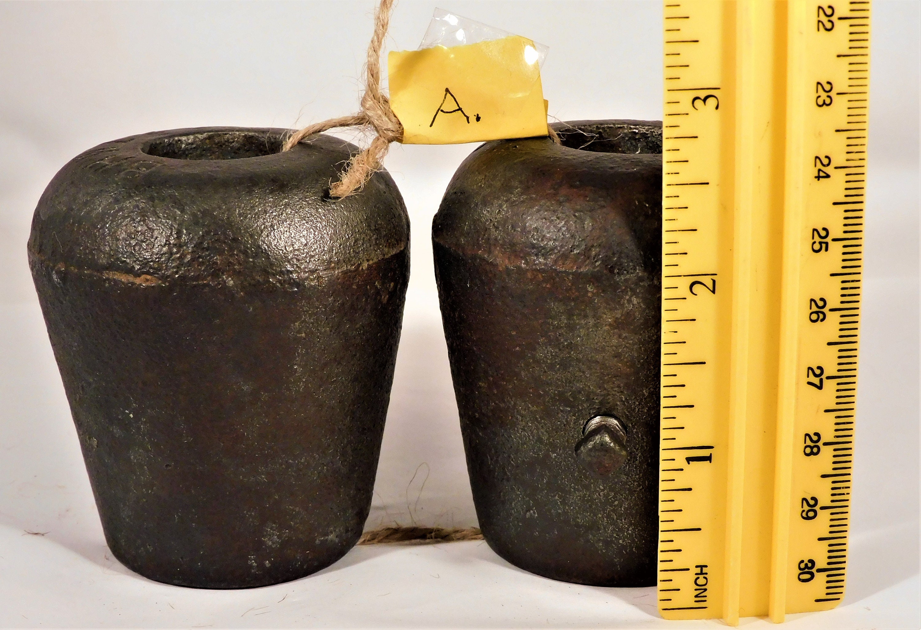 Pair Cattle Horn Weights Cast Iron Set A Western Americana Etsy