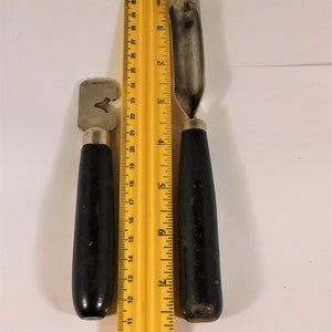 Antique Kitchen Gadgets Apple Corer & Knife Sharpener wood handles image 2