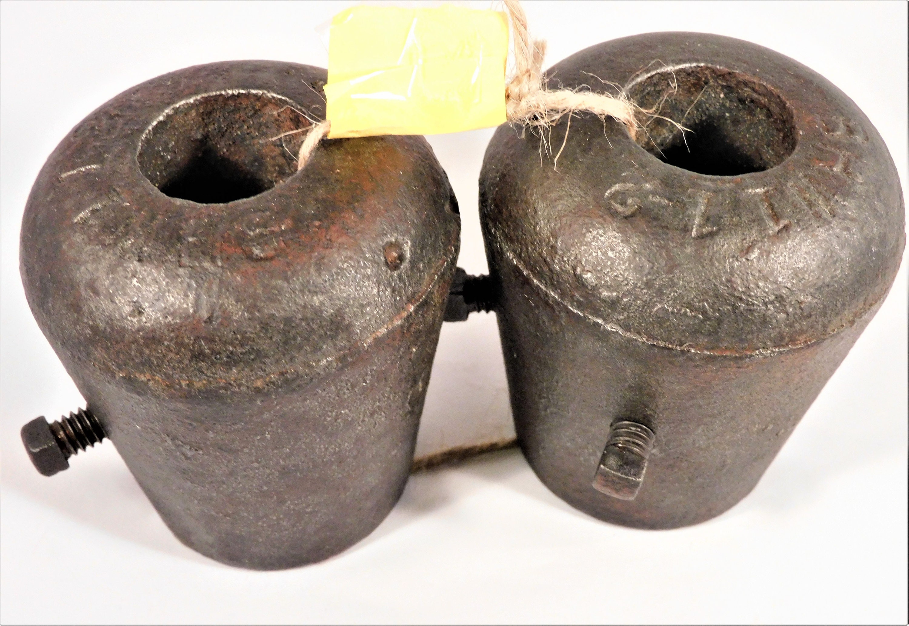 Pair Cattle Horn Weights Cast Iron Set A Western Americana Etsy