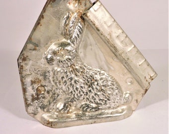 Vintage Metal Rabbit Chocolate Mold Two Sided one Clip Baking Confectionery Easter Kitchen Decor