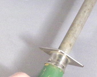 Green Painted Wood Handled Knife Steel or Hone