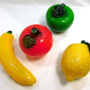 Vintage Glass Fruit Apple Lemon Orange & Banana Home Decor
