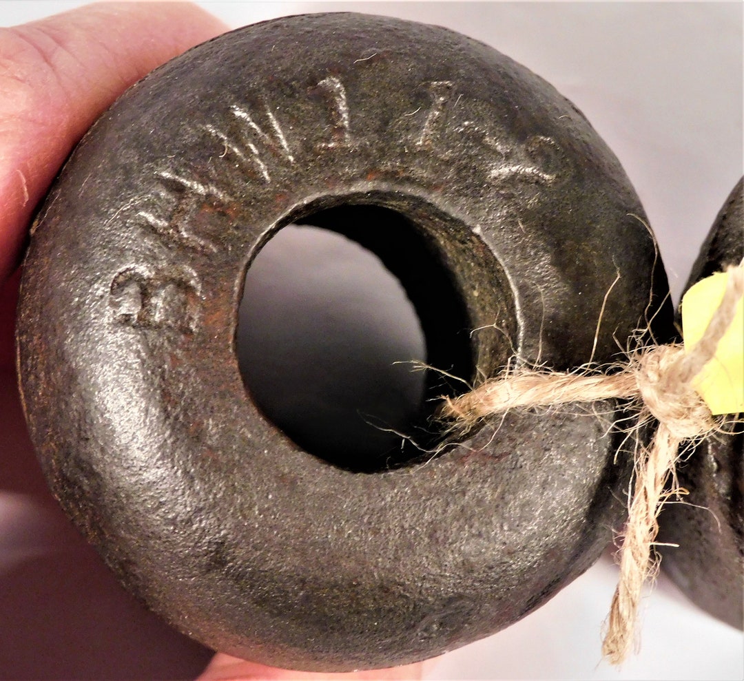 Pair Cattle Horn Weights Cast Iron Set A Western Americana Etsy