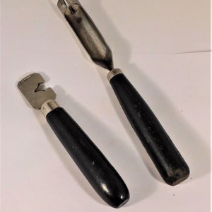 Antique Kitchen Gadgets Apple Corer & Knife Sharpener wood handles image 1