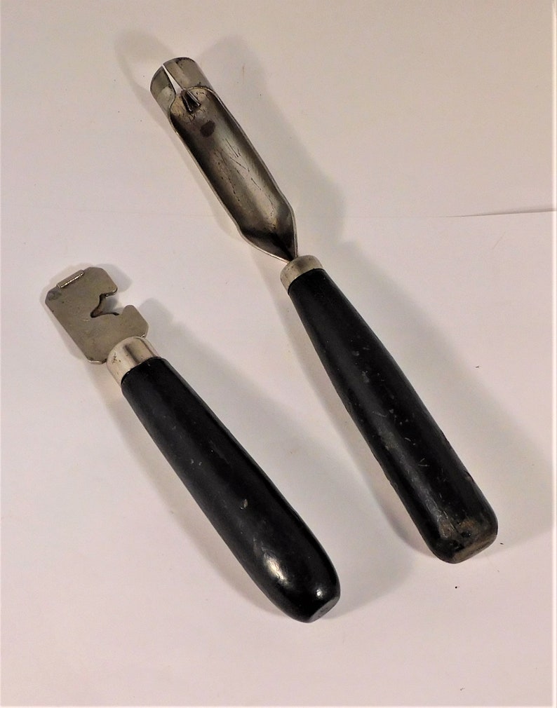 Antique Kitchen Gadgets Apple Corer & Knife Sharpener wood handles image 1