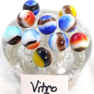 Vintage 10 Vitro agate glass marbles good color mix nice condition