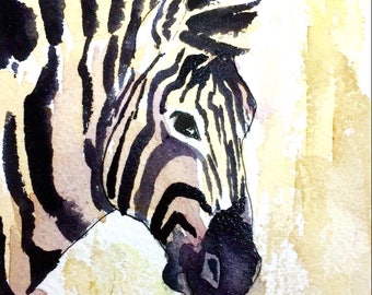 Zebra Watercolor Art Print, Zebra Wall Art, Zoo Animal Nursery Art, Baby Zebra Wall Decor, Zebra Painting Art Print, Zoo Animal Wall Art