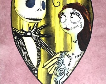 jack and sally nightmare before christmas art print tim etsy