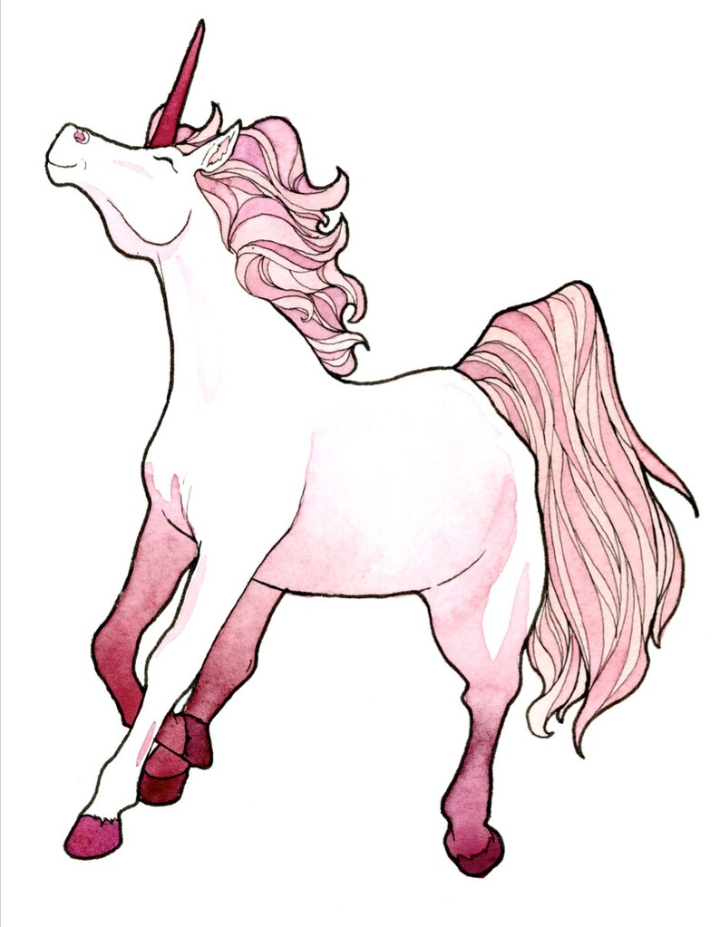 watercolor unicorn art print cute pink unicorn wall decor