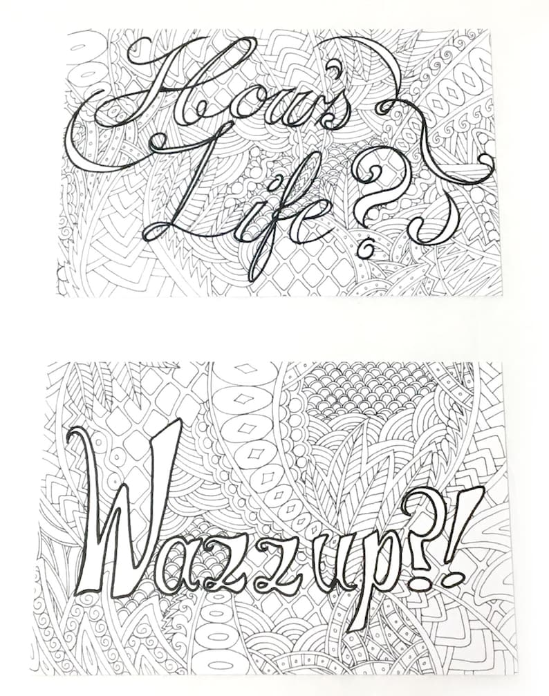 Color In Greeting Cards Adult Coloring Hello Postcards Old English Cards Color In Postcards Southern Postcard Adult Coloring Postcards