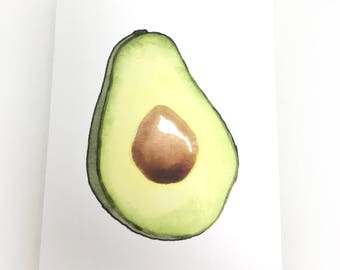 Avocado Note Cards, Watercolor Avocado Cards With Envelopes, Blank Note Cards With Avocado Image, Avocado Card, Foodie Card, Gift for Foodie