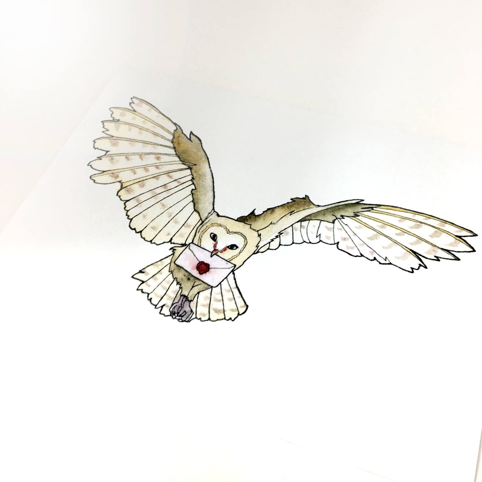 Owl Post Art Print Harry Potter Fan Art Owl Delivering Mail Etsy