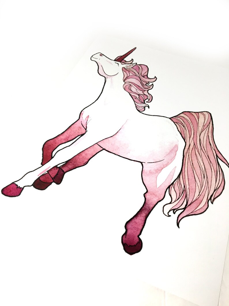watercolor unicorn art print cute pink unicorn wall decor etsy