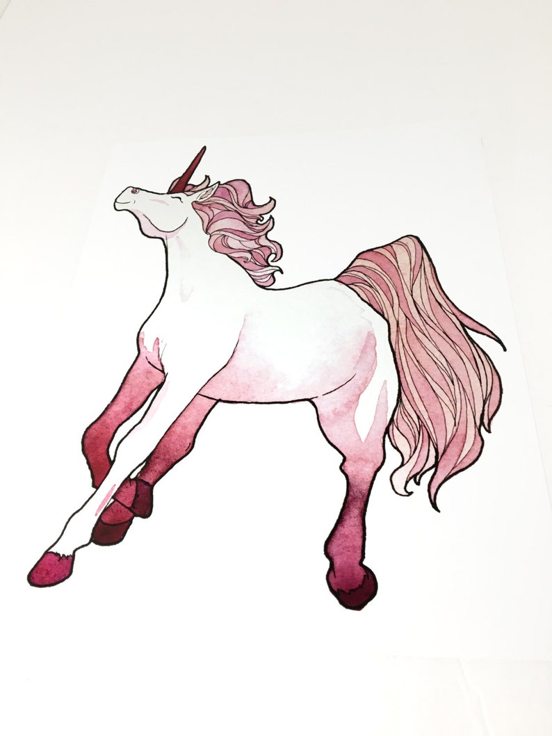 watercolor unicorn art print cute pink unicorn wall decor etsy
