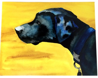 Black Lab Art Print, Dog Wall Art, Black Labrador Mix Watercolor Dog Art, Dog Decor, Dog Art Print, Dog Portrait Artwork, Dog Lover Gift