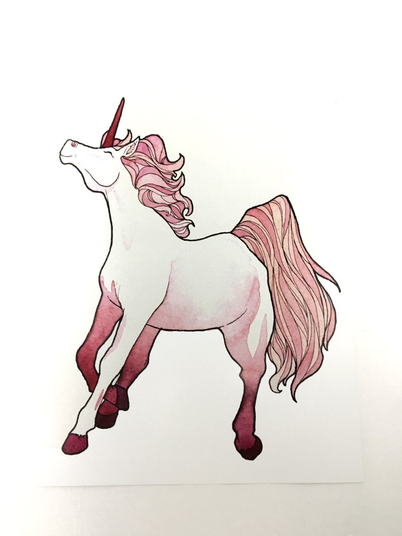 watercolor unicorn art print cute pink unicorn wall decor