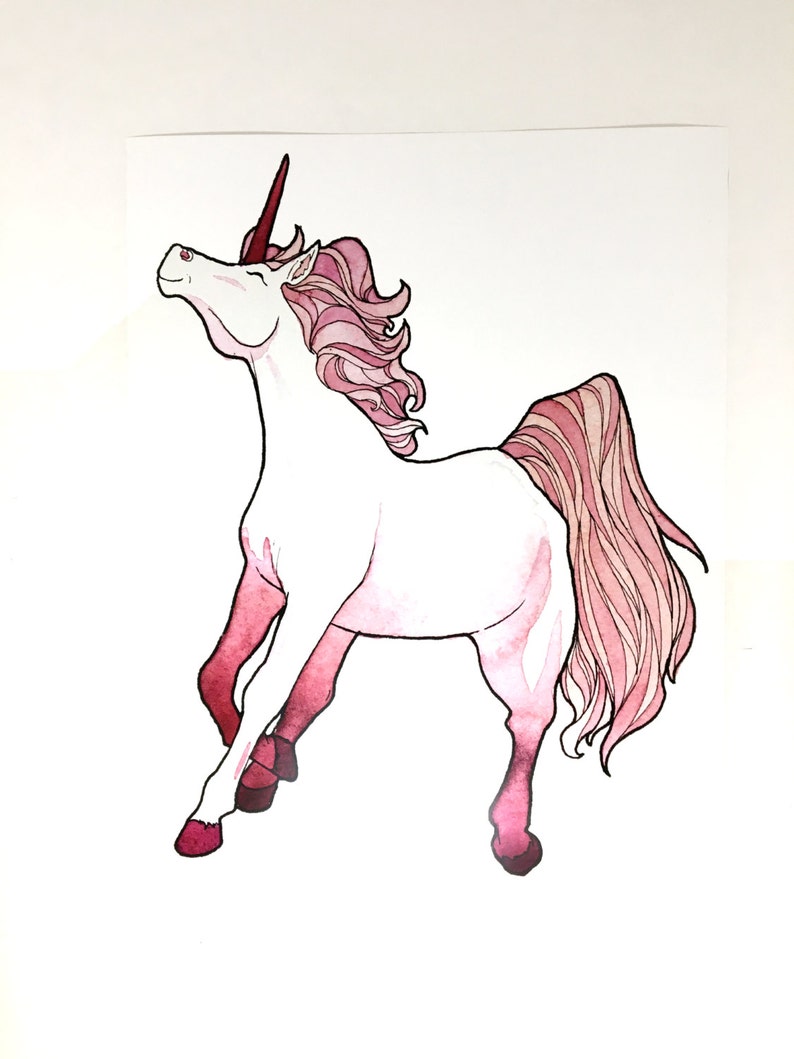 watercolor unicorn art print cute pink unicorn wall decor
