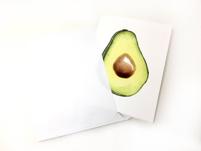 Avocado Note Cards Blank Note Cards With Avocado Image Avocado Card Foodie Card Gift for Foodie Watercolor Avocado Cards With Envelopes
