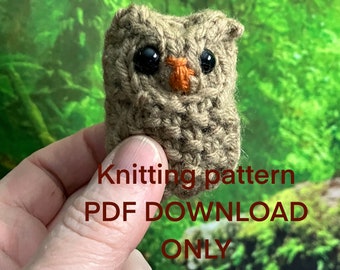 Owl knitting pattern mini stuffed owl PDF digital download