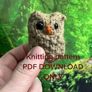 Owl knitting pattern mini stuffed owl PDF digital download