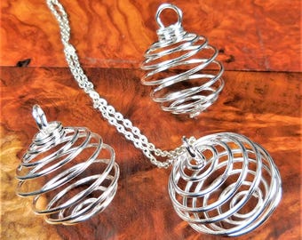 Bulk Wholesale Lot Of 5 Pieces Silver Flexible Round Cage Pendant Charm Bead Necklace Supply