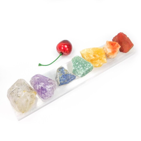 Buy Deluxe Healing Crystals In Wooden Box - 7 Chakra Set Tumbled & Raw - Foto 3