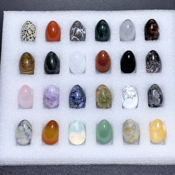 Gemengde edelsteen eiercollectie (24 stuks) Bulkgroothandel Diverse platte dozen Helende kristallen en stenen