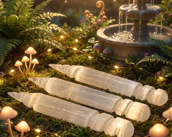 Selenite Satin Spar Crystal Wand Spiral Point (6 Inches) Natural Genuine Morocco Mineral