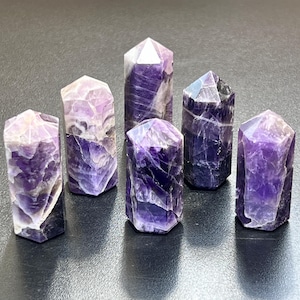 Banded Purple Amethyst Crystal Point Tower Obelisk Carving Wholesale Gemstone Decor Supply Healing Crystals And Stones