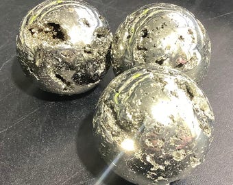 Iron Pyrite Sphere Druzy Crystal Ball Polished Gemstone Orb