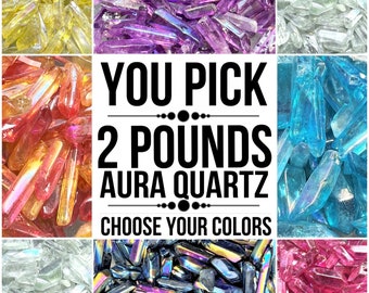 2 Lbs Free Shipping Aura Quartz Raw Crystal Points (You Pick) Bulk Wholesale Purple Blue Pink Angel Yellow Blue Red Titanium Orange