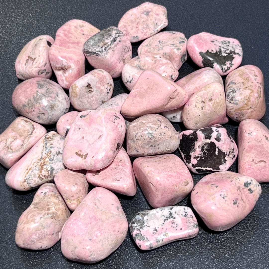 Pink Rhodonite Tumbled Stones (by the Piece or Pound) Bulk Wholesale ...