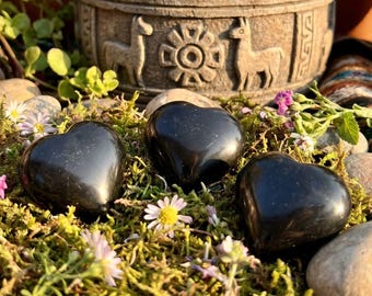 Black Onyx Puffy Heart Crystal Carving Natural Genuine Peru Mineral