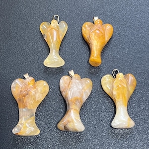 Golden Healer Quartz Angel Pendant (Silver Bail) Gemstone Jewelry Necklace Supply Healing Crystals And Stones