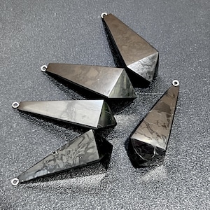 Black Shungite Pendulum Crystal Point Beads Pendant Gemstone Jewelry Necklace Polished Gemstones Healing Crystals And Stones