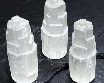 Selenite Satin Spar Crystal Standing Tower (4 inch) Gemstone Decor Healing Crystals And Stones