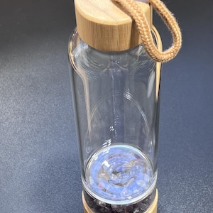 Crystal Infused Glass Water Bottle (Interchangeable Base) Gemstone Infuser Healing Crystals And Stones