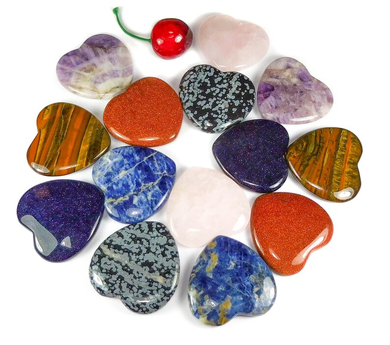 Gemstone Heart Large Polished Crystal Carved Gemstone Hearts Etsy