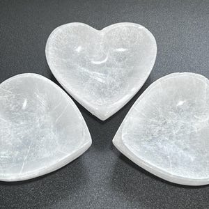 Selenite Crystal Heart Bowl (4 Inch) Carving Gemstone Decor Supply Healing Crystals And Stones