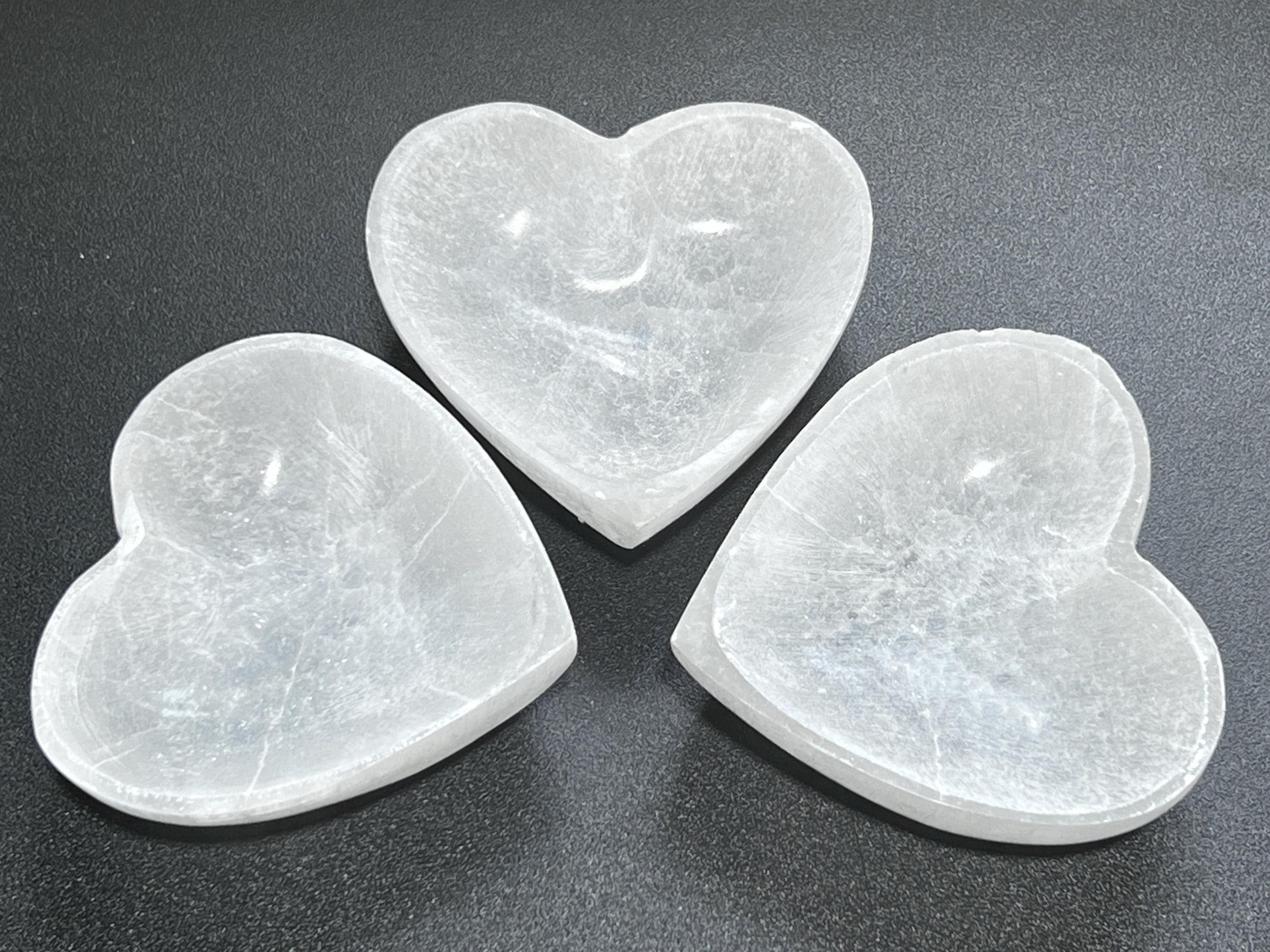 Selenite Crystal Heart Bowl (4 Inch) Carving Gemstone Decor Supply Healing Crystals And Stones
