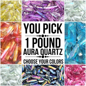 1 Lb Free Shipping Aura Quartz (You Pick) Bulk Wholesale Colorful Gemstone Lot Crystal Points Stones Minerals 1 - 2&quot; 16 Ounces