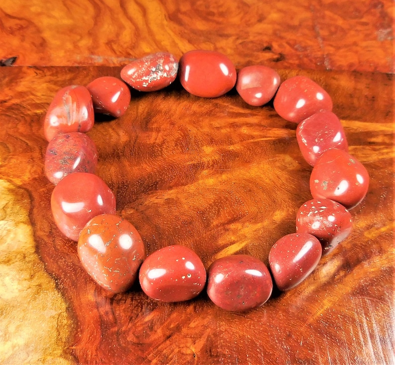 Tumbled Gemstone Beads Beaded G19 Brecciated Red Jasper Bracelet 