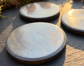 Black Shungite Polished Coaster (3.5 Inch)(Karelian Type-2) Circle Plate Disc Slab