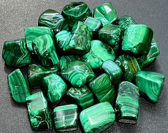 Malachite Tumbled (1/2 lb) 8 oz Bulk Wholesale Lot Half Pound Polished Natural Gemstones Healing Crystals And Stones