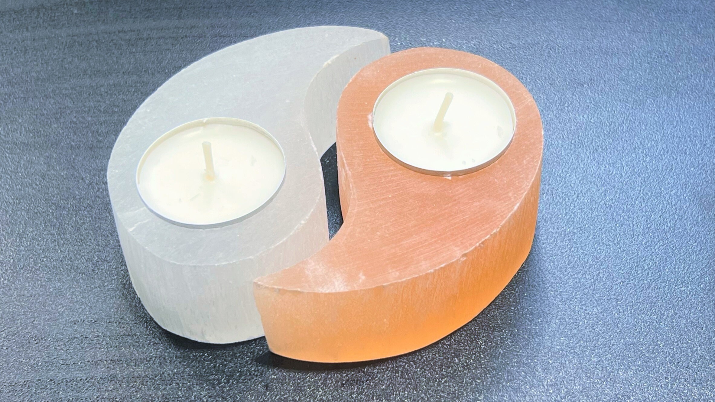 Yin Yang Selenite Beeswax Candle Holder Honeycomb Cylinder 