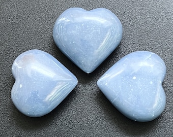 Angelite Heart Polished Natural Gemstones Healing Crystals and Stones