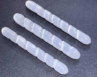 Selenite Crystal Spiral Wand (5-6 Inches) Gemstone Decor Carving Supply Healing Crystals And Stones