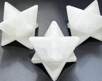 Large Selenite Crystal Merkaba Star Tetrahedron Gemstone Decor Carving Supply Healing Crystals And Stones
