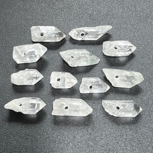 Drilled Clear Quartz Crystal Points (2mm Hole) Wholesale Gemstone Decor Supply Beads Pendant Necklace Charm Jewelry